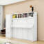 Lit escamotable double en bois avec garde-robe latérale et tiroirs de rangement-1999375100