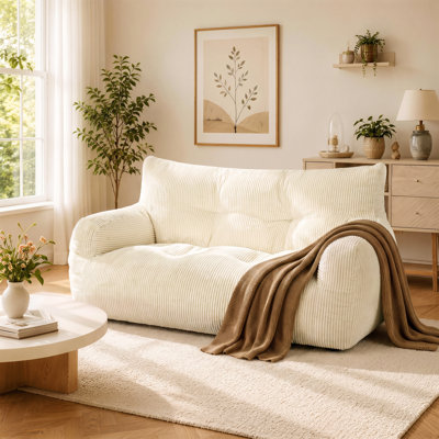 Colman  59" Wide Bean Bag Chair,Corduroy Lazy Sofa,Loveseat