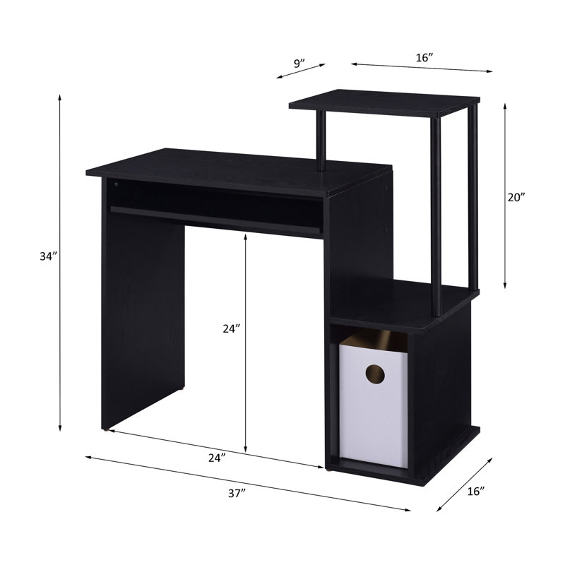 Bureau d'ordinateur Lyphre à finition noire (sans la chaise de bureau), Noir