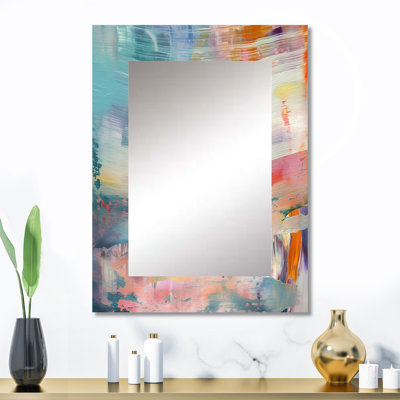 «Spring Miracles In Tender Retro Pastel I», peinture abstraite, décor de miroir mural unique, grand miroir moderne, art imprimé en métal
