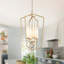 Lustre lanterne à intensité variable à 4 lumières avec abat-jour en verre frangé Jasrah-551269039