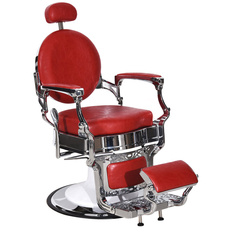 Villines 26" Wide Faux Leather Manual Ergonomic Recliner,Heavy Duty Metal Hydraulic Recline Salon, Red Faux Leather