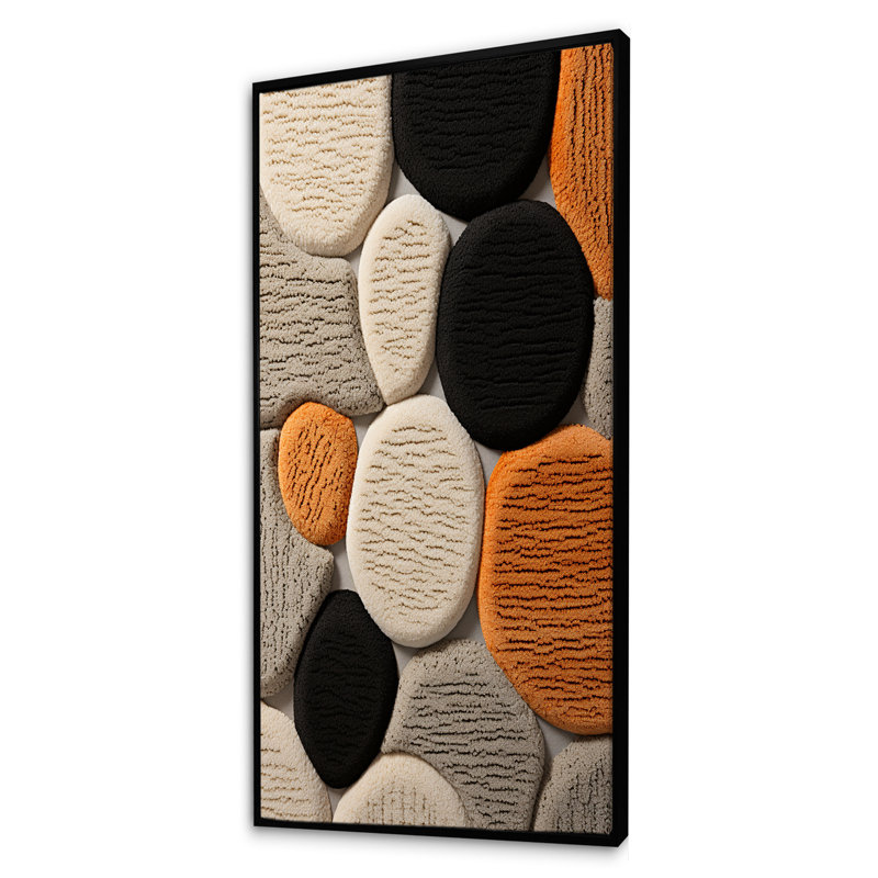 Carreaux de laine art déco andins, H 60 po x l 28 po x P 1,5 po, Cadre flottant noir
