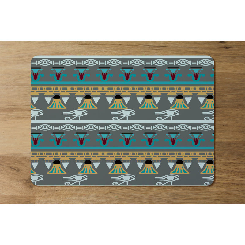 Arpun Polyester-Coated Hardboard No Pattern Rectangle Placemat, White/Sky Blue/Yellow/Grey