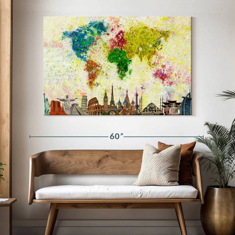 Aliaz Paint Splash World Map, 34" H x 51" W