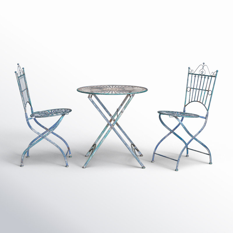 Ensemble bistro 27,5 po Mojica, Bleu antique