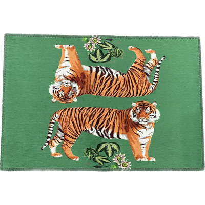 Tapis rectangulaire lavable en microfibre Tiger