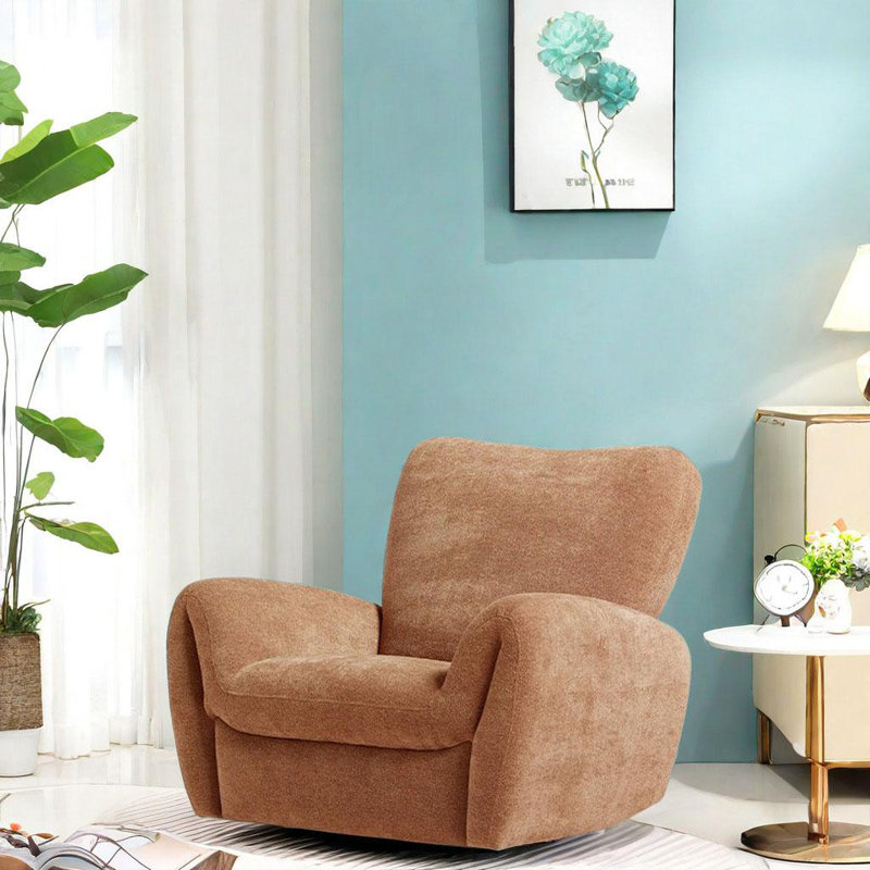 Fauteuil inclinable pivotant rembourré Smayan, Brun