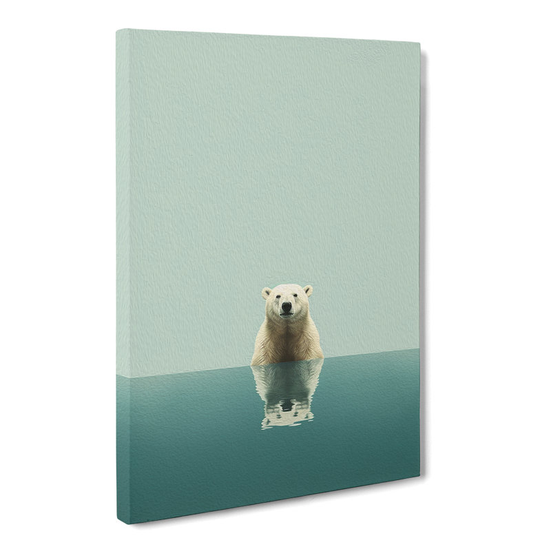 Polar Bear Minimalism No.2 - Wrapped Canvas, 50cm H x 35cm W x 3cm D