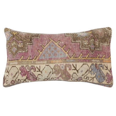 Housse de coussin en laine nouée à la main 16 po x 28 po. Coussin rétro. Cadeau pour la maison. Housse de coussin Turkish