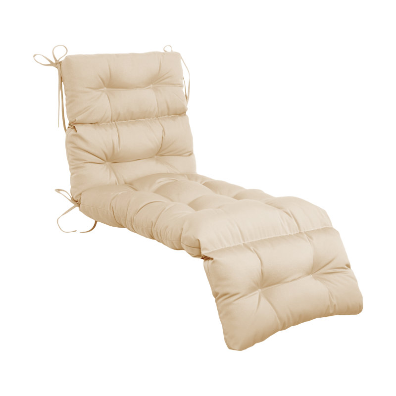 Outdoor Chaise Lounge Chair Cushion 72 X 22 X 4 Inches 100% Waterproof Polyester Patio Pool Lounge Chair Cushion For Outdoor Furniture With Ties,Beige
