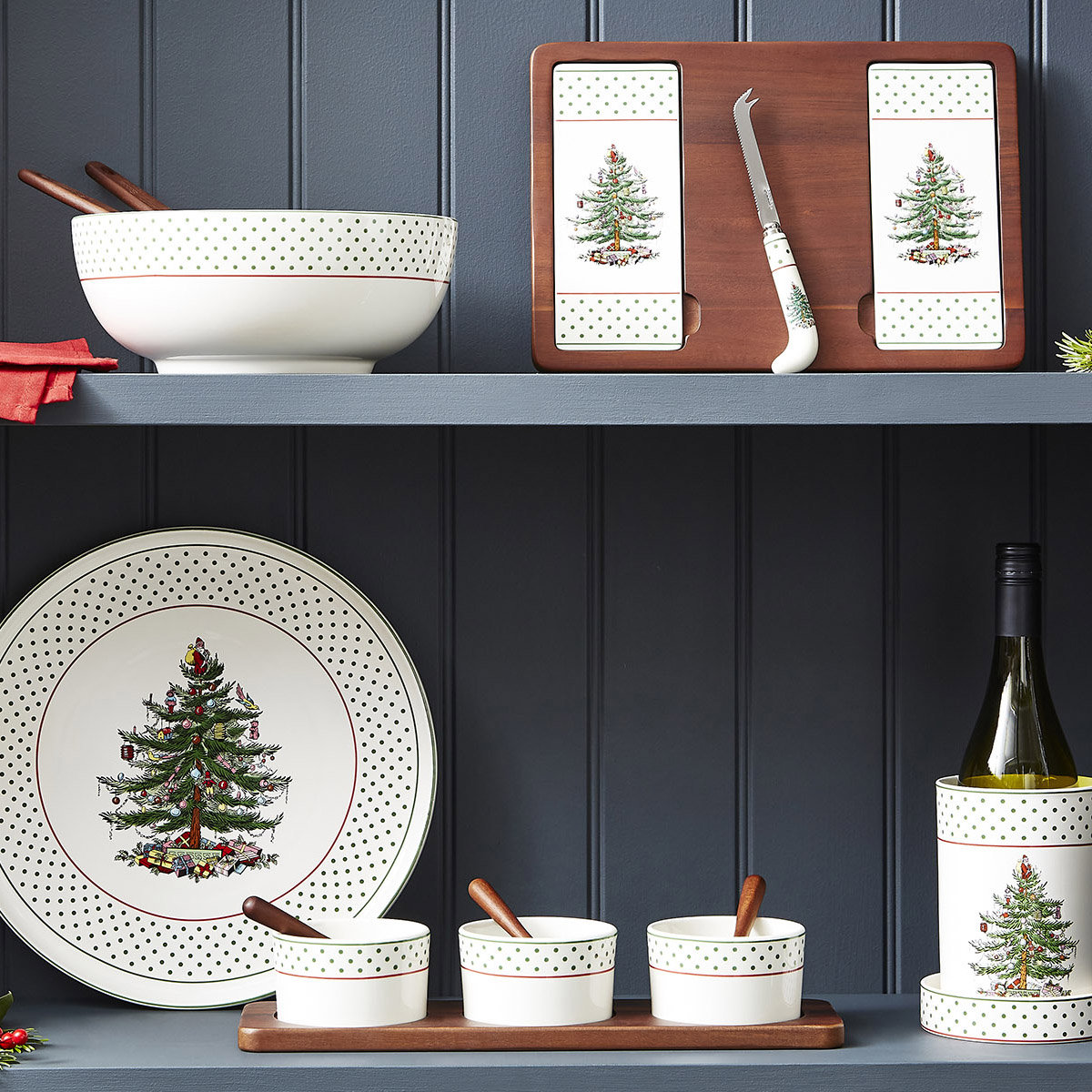 Christmas Tree Polka Dot Lazy Susan