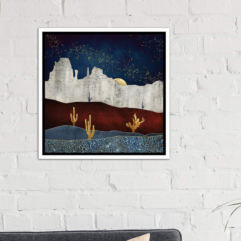 «Moonlit Desert» par Spaceécur Designs - impression, H 37 po x l 37 po x P 1,5 po, Toile blanche encadrée, Pas de tapis