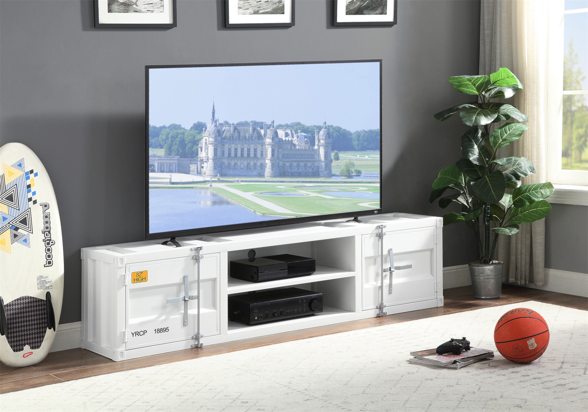 Williston Forge Cargo White TV Stand | Wayfair
