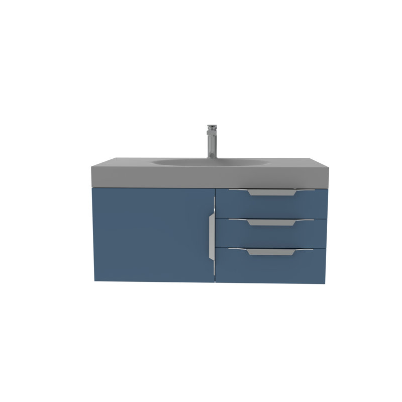 Ensemble de meuble-lavabo simple 36 po Genieva, Gris, Nickel brossé, Gris
