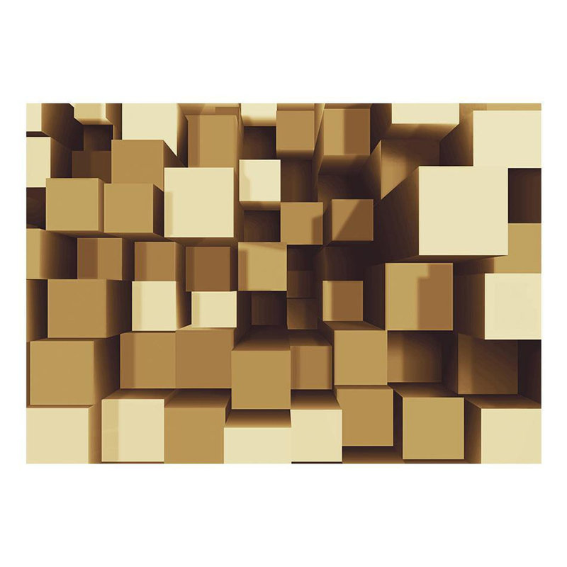 Peel & Stick 3D Illusion Wall Mural - Big Golden Blocks - Removable Wall Decals, 41'' L x 57'' W