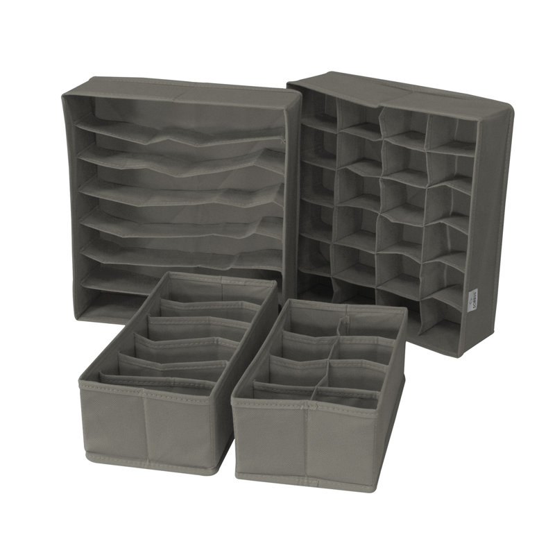 Rangement pliable sous le lit 4 pièces, gris