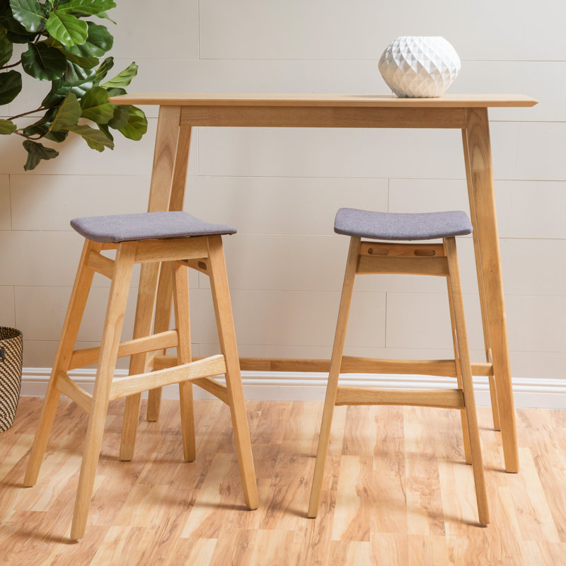 Ensemble de salle à manger en bois massif Ayobami, Chêne naturel, Gris foncé, 3 pièces (1 table, 2 chaises)