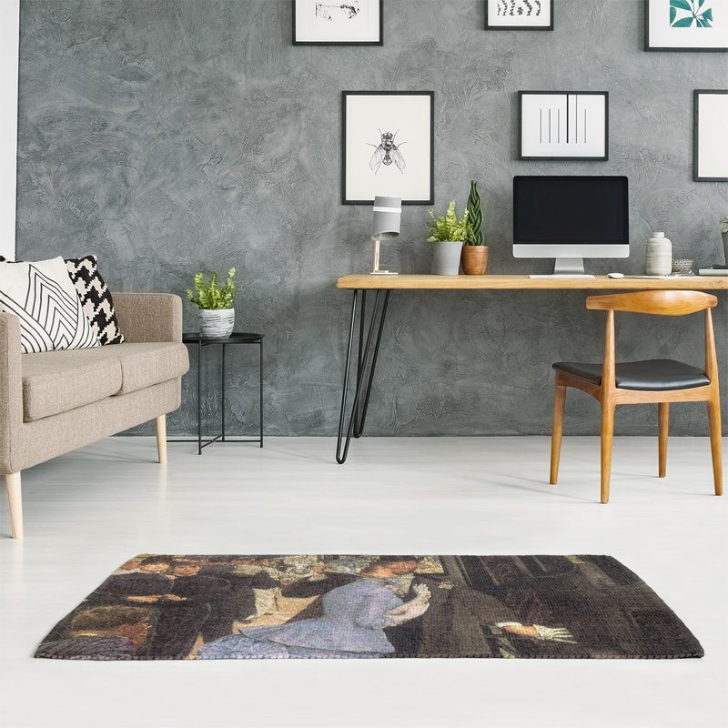 Tapis gris/bleu zone bridesmaid, Rectangle 3 pi x 5 pi