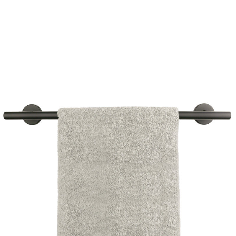 Seachrome 18 inch Wall Mount Bath Towel Bar Rack for Bathroom Wall, Kitchen, Washroom, Black Semi-Gloss, Matte Black