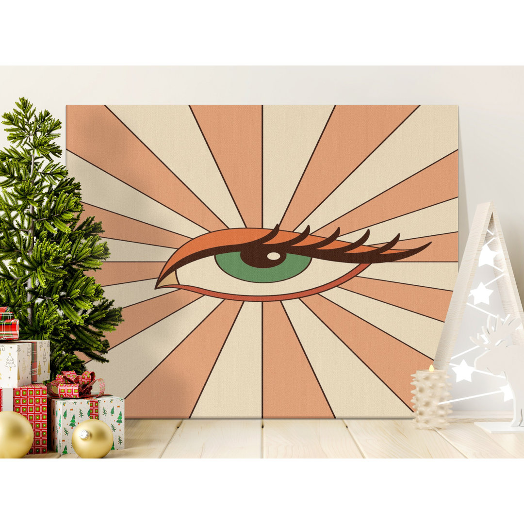 Retro Eye Canvas Wall Art, 70s Style Print, Gallery Wrapped Canvas, Ready to Hang, Modern Decor, Statement Piece, Archival Quality