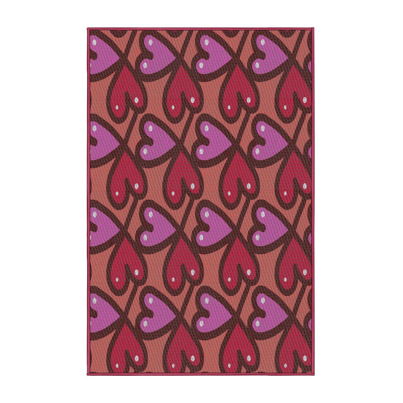 Tapis rose/rouge à motifs, Rectangle 2 pi x 3 pi