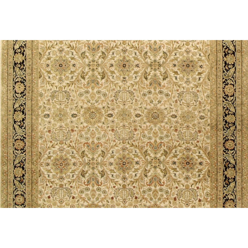 Hand Knotted Wool Oriental Area Rug in Beige/Black/Ivory, Rectangle 12' x 15'