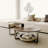 35.43''Modern Walnut Round Coffee Table Set – Nesting Tables with Hidden Storage,Full Assembly
