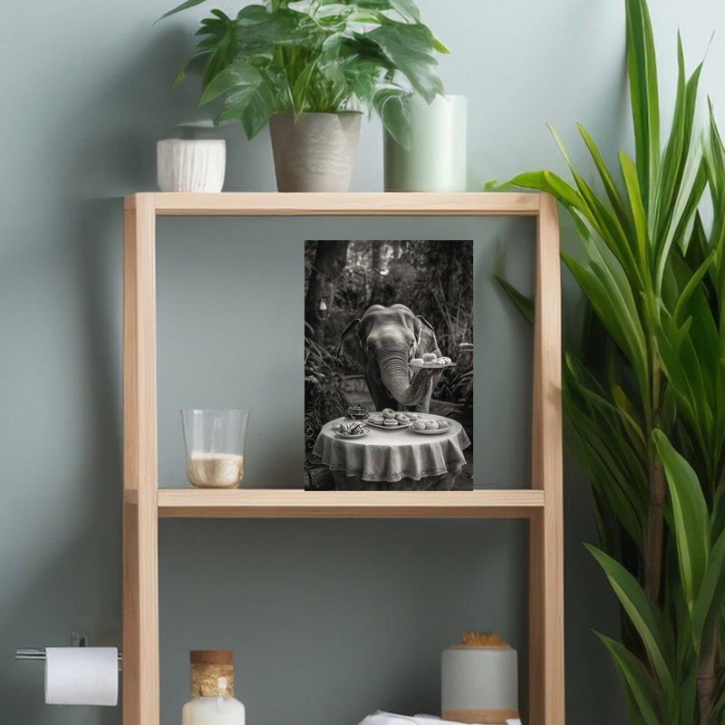Elephant Tea Party Abstract Forest Landscape Wall Art Print, 45.72cm H x 30.48cm W