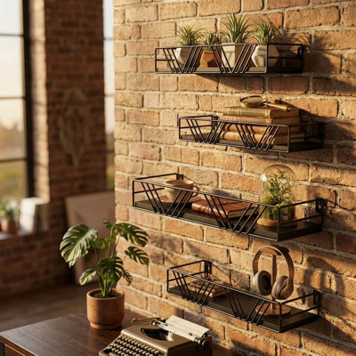 4 Piece Wood Floating Shelf