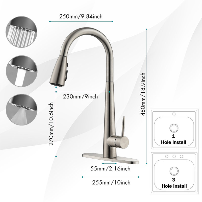 Toolmoo Pull Down Kitchen Faucet, Silver