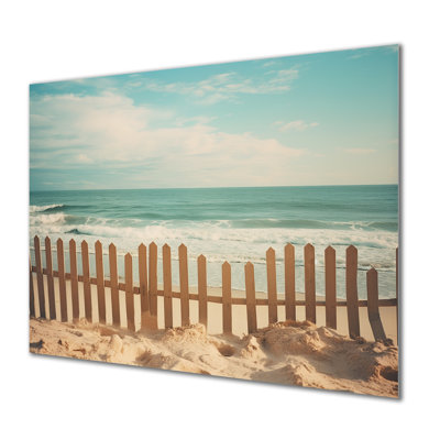 «Beach Fence Atlantic Ocean Sunny Blue Day», reproduction d'art sur la plage