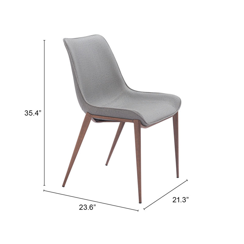 Slate Gray and Walnut Low Side Chair with Metal Frame