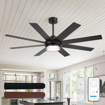 60/72 inch Smart Ceiling fan with Light and Remote/APP/Alexa Control, 3CCT, Quiet DC Reversible, Dimmable, Modern Ceiling Fan for Bedroom, Living Room, Kitchen, Indoor/Outdoor Use