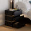 3-Drawer LED Smart Black Beside Table with Wireless Charger