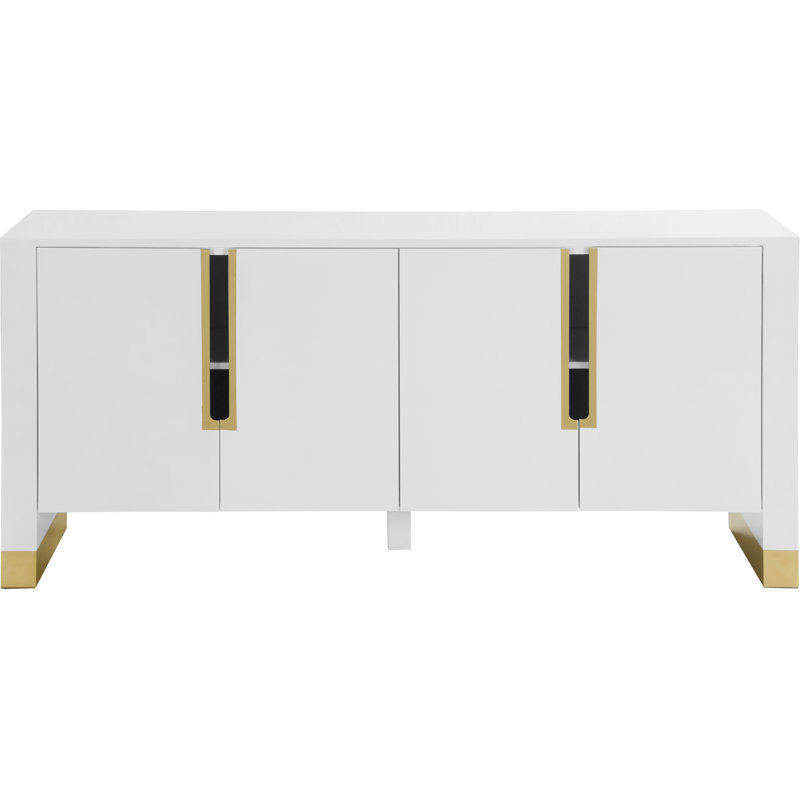 Buffet en bois de bouleau massif de 68 po de largeur Gregory, Blanc