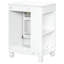 Meuble-lavabo blanc 24 po avec lavabo en céramique lisse, cadre, porte à fermeture en douceur, rangement latéral ouvert, étagère à 2 niveaux, quincaillerie élégante en bois massif rétro classique, espace sous l'évier, trop-plein de finition