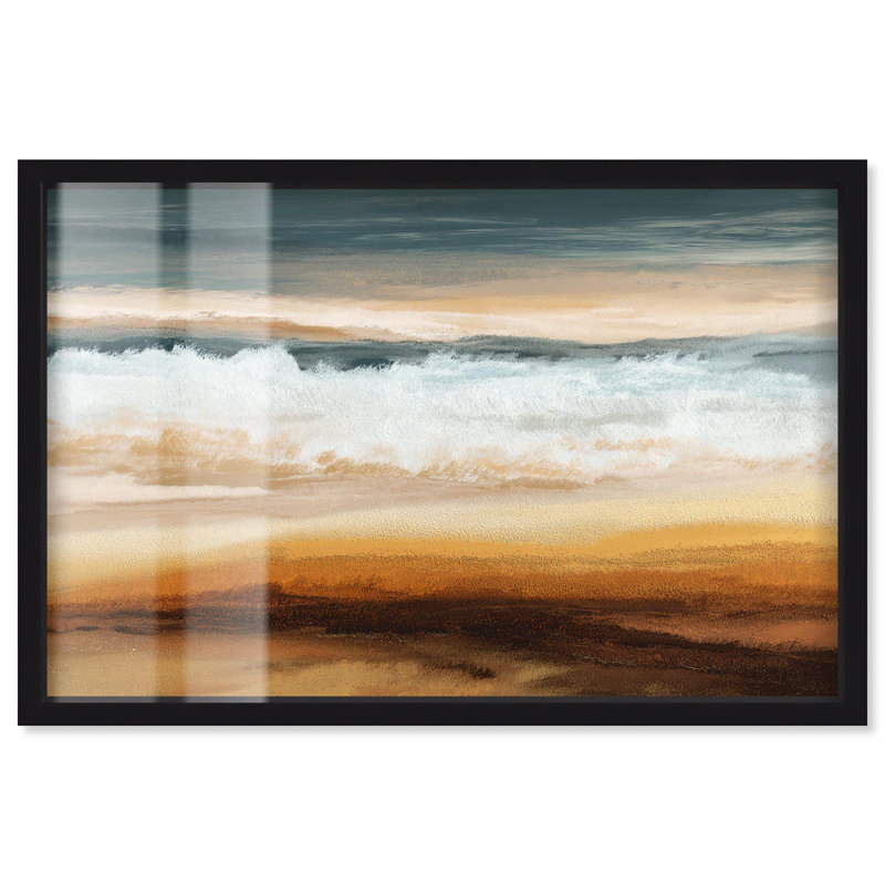«Sandspit Shoreline Coastal Art Shadowbox» par Art Remedy, H 11 po x l 16 po, Noir