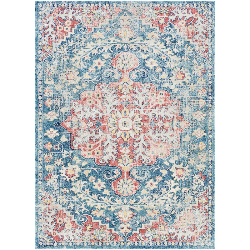 Tapis oriental bleu / rouge, Rectangle 5 pi 3 po x 7 pi 3 po