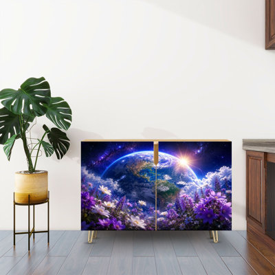 Buffet Buffet avec rangement Vibrant Earth from Space Sunrise Blooming
