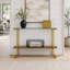 Console à deux niveaux, style moderne du milieu du siècle, avec plateau en verre transparent.