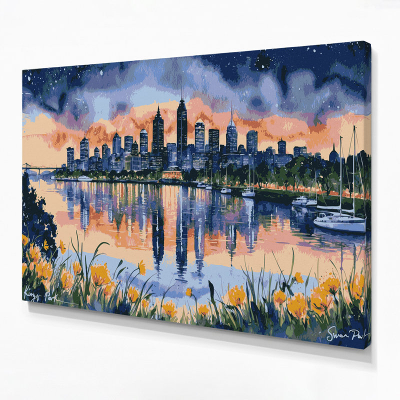 Cities Perth Australia Gray Canvas Wall Art, 20" H x 30" W