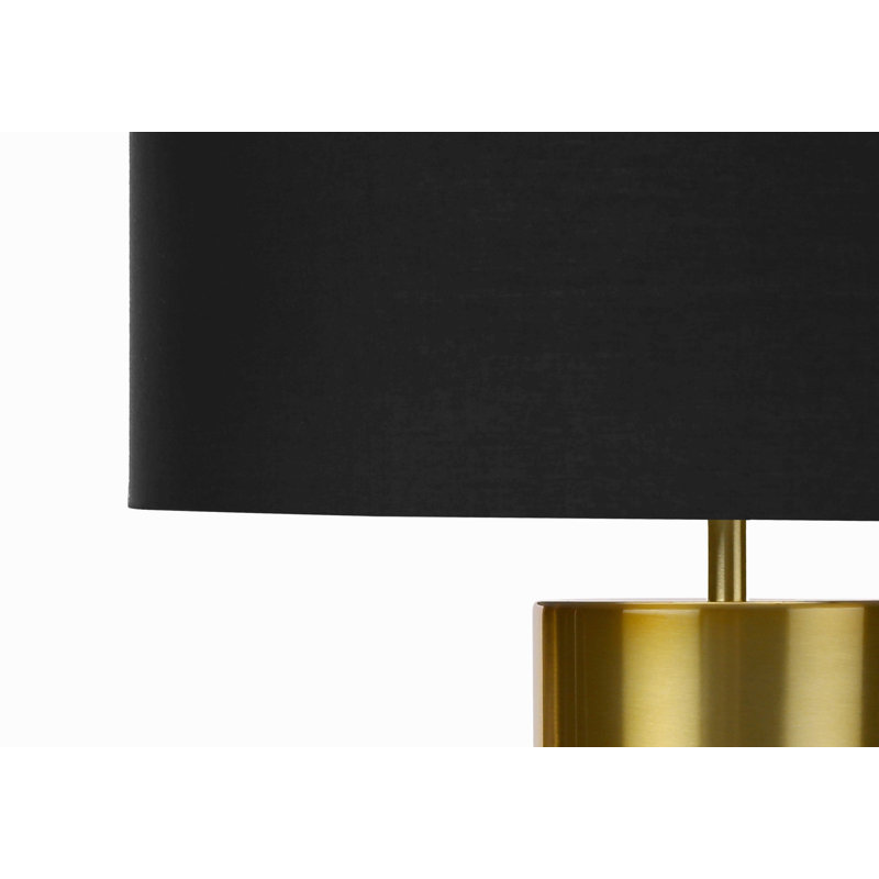 Lighting, H 25 po, lampe de table, béton noir, abat-jour noir, contemporain
