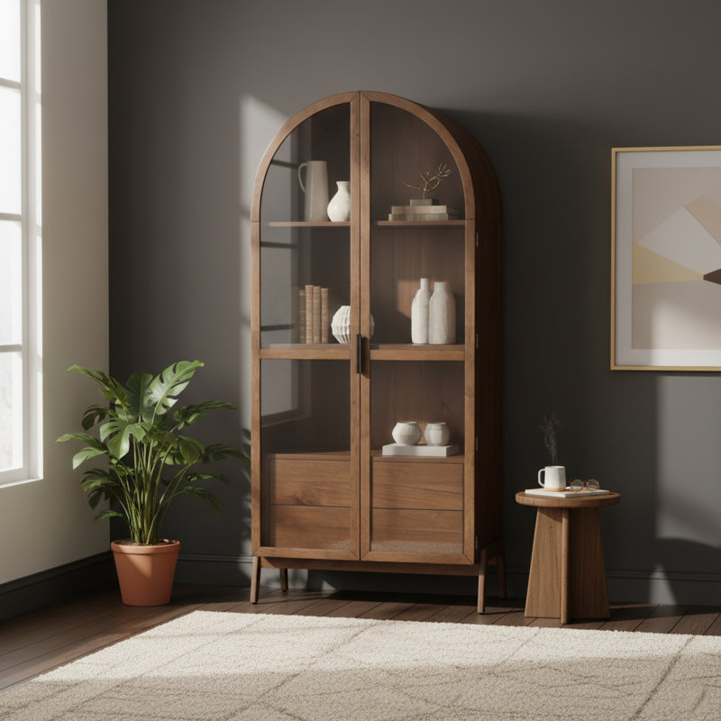 Peko 2-Door Display Cabinet, Brown