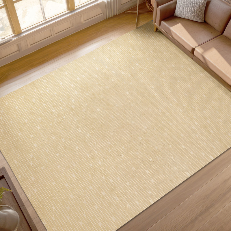 Abstract Area Rug in Beige/Ivory, Rectangle 8' x 10'