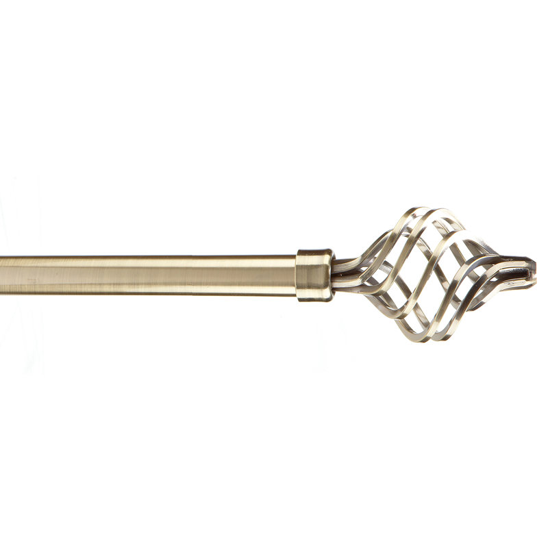 Eberle Adjustable Single Curtain Rod, 5.91" H x 54.72" W x 8.46" D, Antique Brass