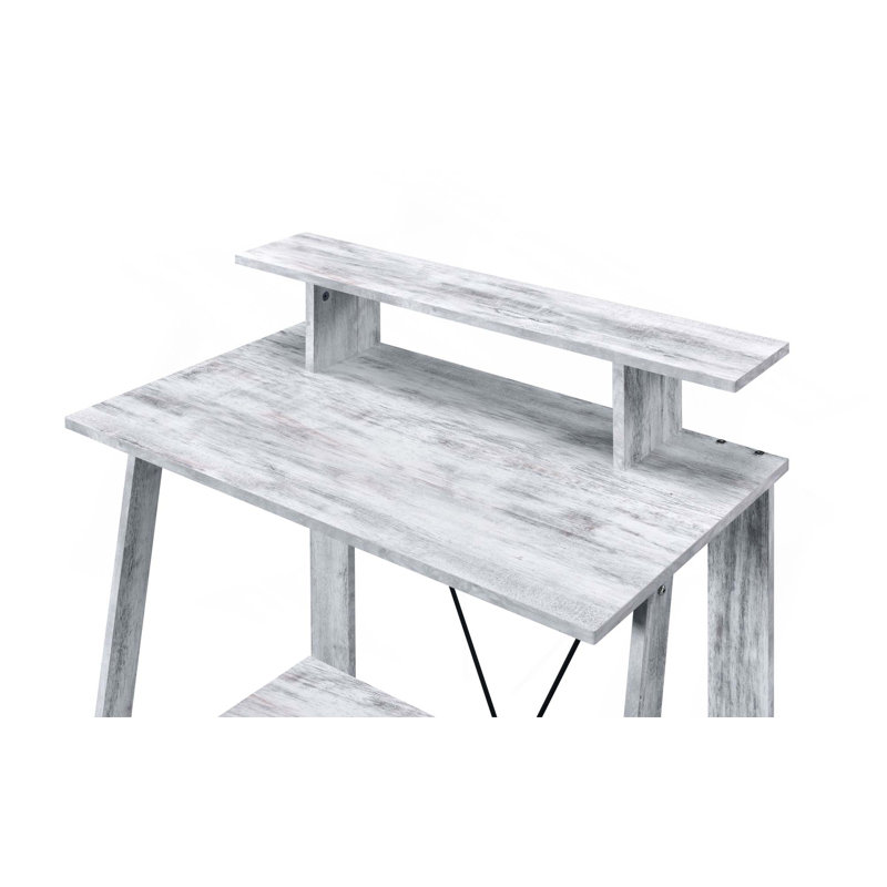 Modern Minimalist Wooden Desk With Bookshelf,Perfect For Home Office Use, Grey/White