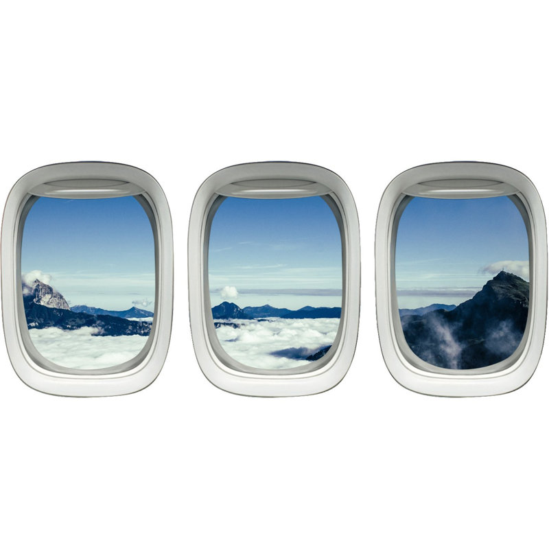 Ensemble de 3 décalcomanies murales aéronautiques pour fenêtre d’avion