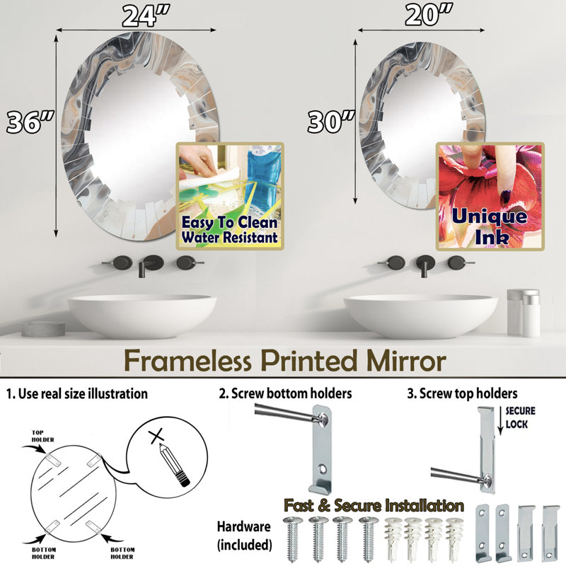 Miroir mural sans cadre Campanula, 30 po x 20 po