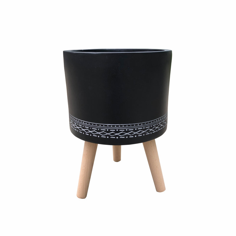 Outdoor Pot Planter, Black/Beige